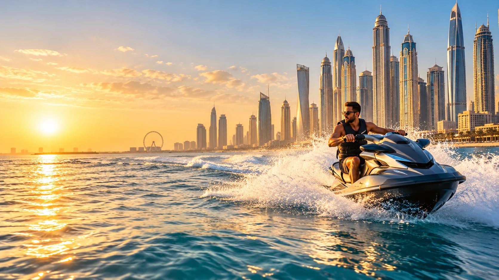 Jet Ski Dubai adventure with Dubai coastline views