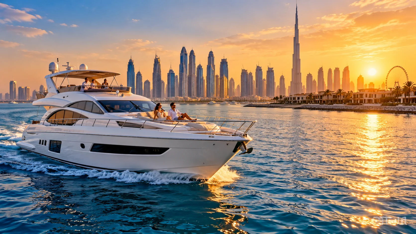 Private Luxury Yacht Tour Dubai with Dubai skyline views